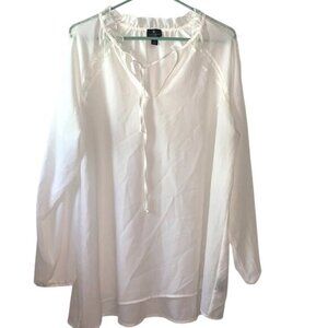 Worthington Woman 1X White Blouse With Lace Trim